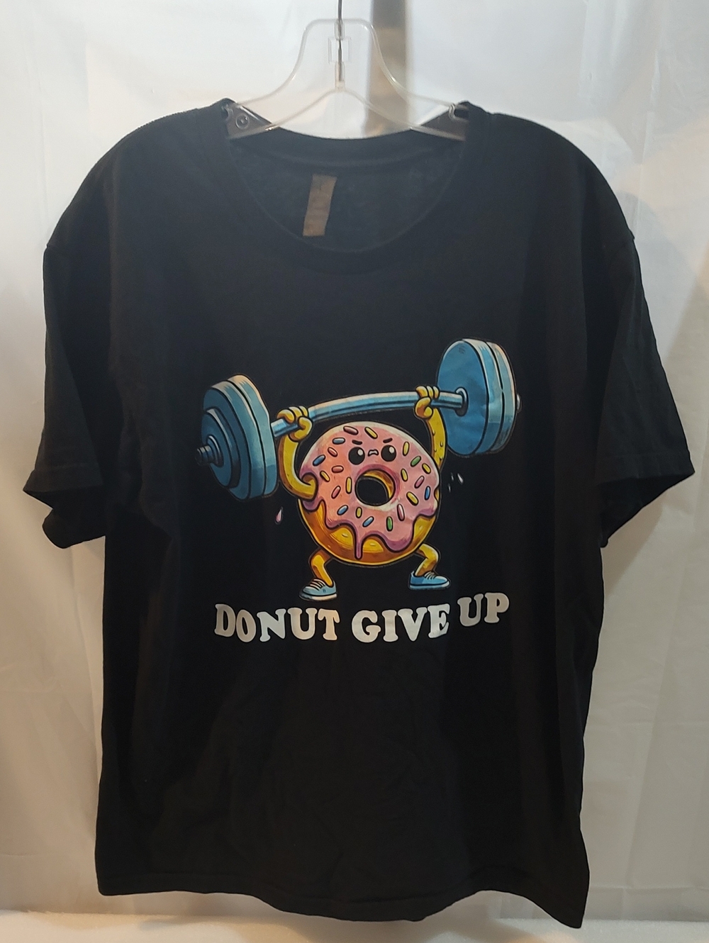Men's Black 'Donut Give Up' Graphic T-Shirt Size XL